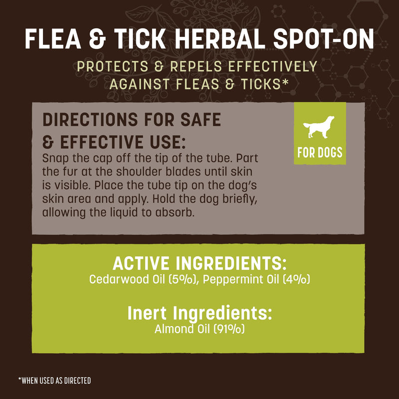 Earth Animal Apothecary Natural Flea & Tick - Herbal Spot-On for Medium Dogs - 3 Applications (3 Month Supply)