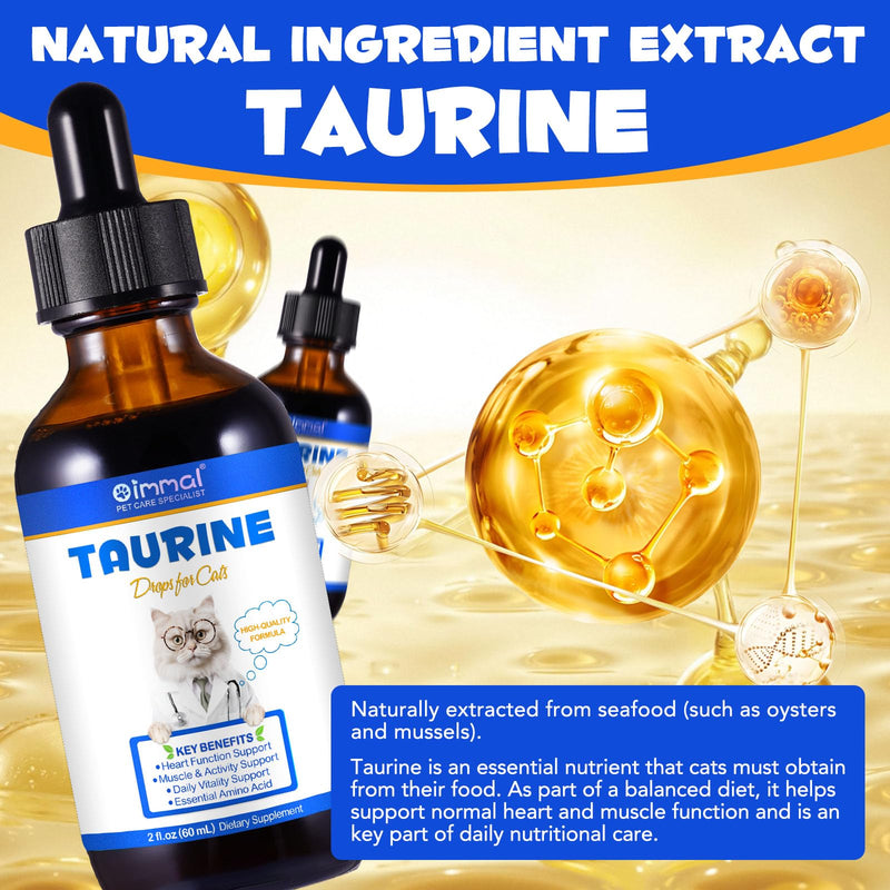 Taurine for Cats, Cat Taurine Liquid Drops Supports Heart Health, Vision & Immune Support, Taurine Supplement for Cats, Kittens, Senior Cats, Easy to Use Liquid Drops, 60 mL