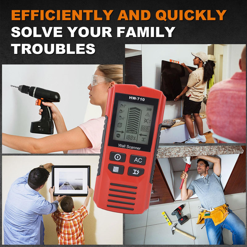 Stud Finder Wall Scanner Electronic Drywall Stud Detector, High Precise 7 in 1 Wood Metal Cable Locator with LCD Display for Construction Site, Stud Detector Beam Finder