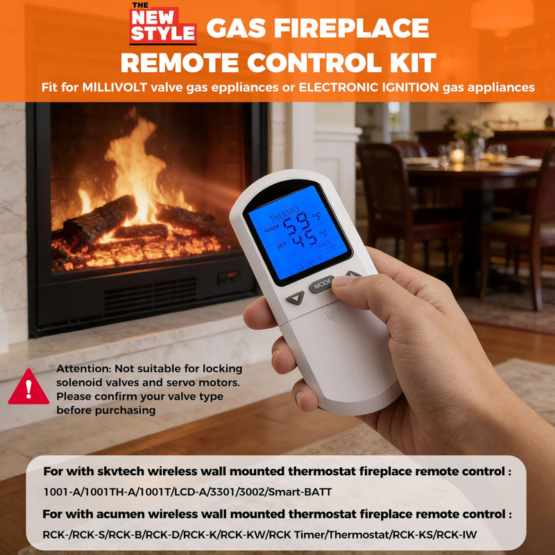 Gas Fireplace Remote Control Kit,Thermostat, On/Off Remote Control, Countdown Timer,LCD Screen,for Millivolt Valve System, Replace for skytech 1420-A,1420TH-A,1001-A,1001TH-A, Acumen RCK,and More