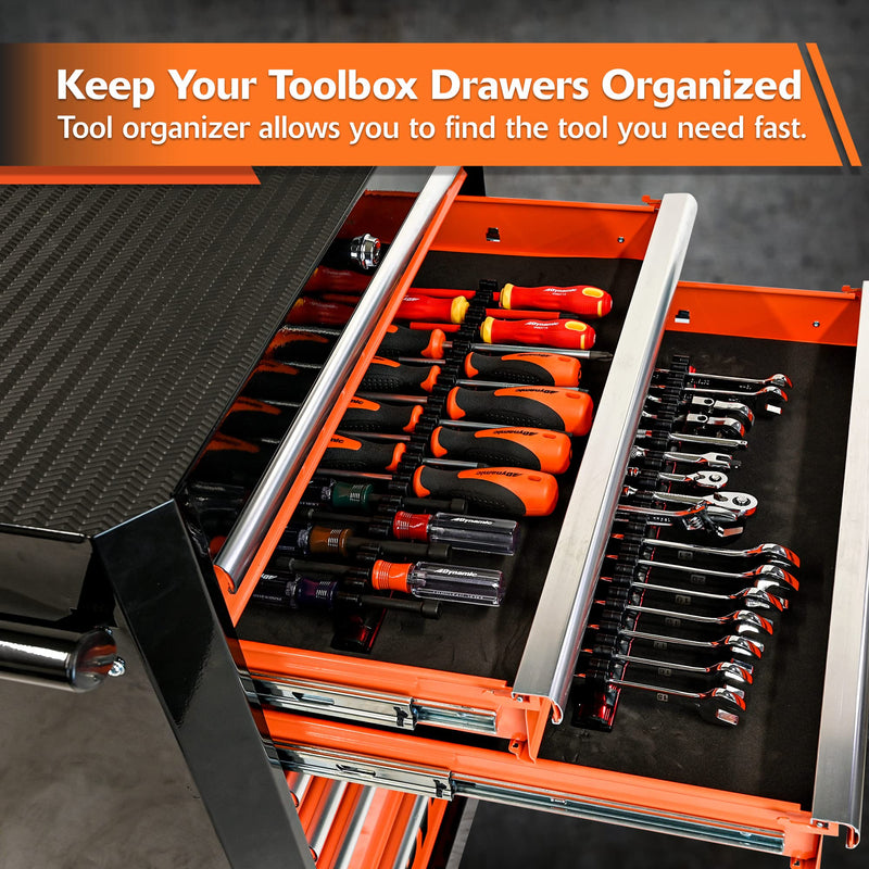 Dynamic Screwdriver Organizer, Aluminum Magnetic Tool Holder, Fits Up to 16 Screwdrivers and Small Tools, Red