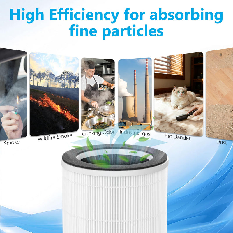 2 Packs HAP609 Replacement Filter Compatible with ECOSELF HAP609 Air Purifi-er for Home Large Room up to 1800 Ft², Main Filter