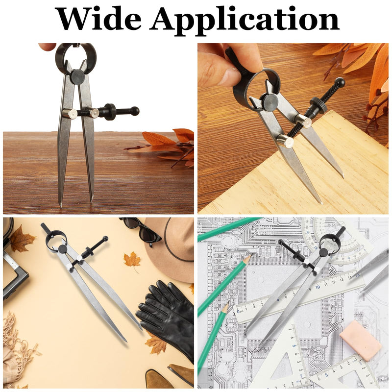 3 Pack Adjustable Spring Wing Divider, 4/6/8 Inch Steel Lockable Divider Wing Compass, Precision Compass Geometry Tool for Drawing Drafting Woodworking Leather Craft