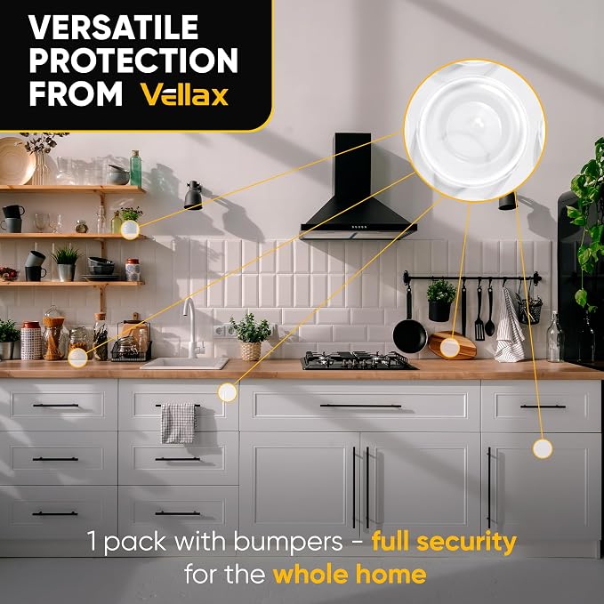 Vellax Cabinet Bumpers Clear Silicone - 128 Pcs, Self-Adhesive Cabinet Door Bumper for Enhanced Sound Dampening, Drawer Stops, Kitchen Furniture, Wall Protection, Décor Crown