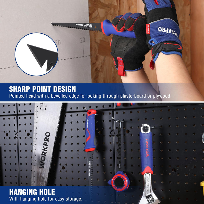 WORKPRO Drywall Saw & 6-inch Jab Saw, Keyhole Saw with Ergonomic Handle,Triple Ground Teeth, Faster Cutting Drywall Cutter, Sheetrock Saw, Wallboard Saw with 8-TPI Bi-metal Blade Blue - NewNest Australia