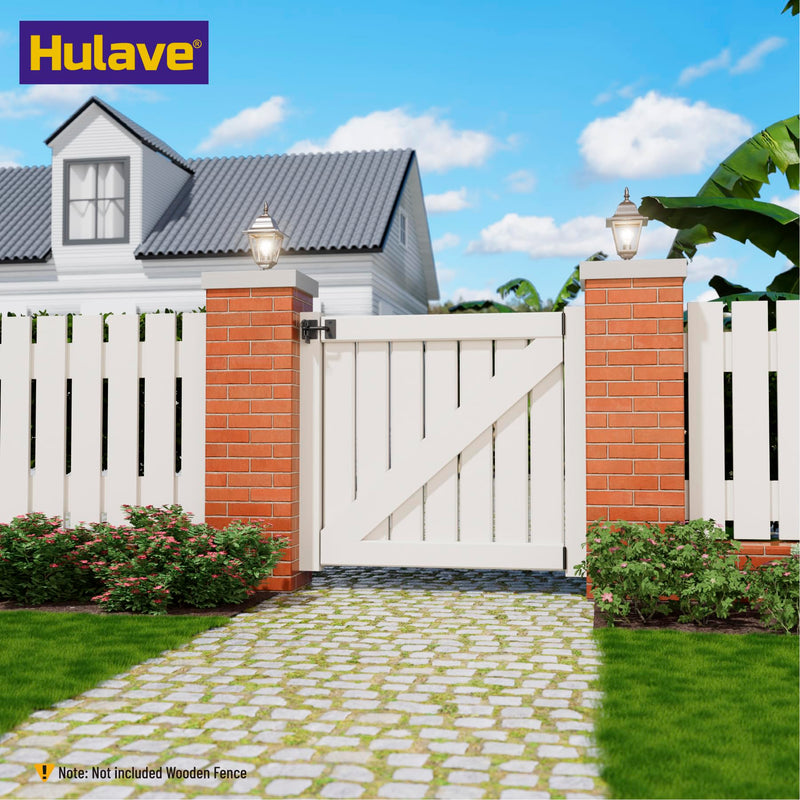 Hulave 304 Stainless Steel Fence Gate Latch, Self-Locking Gravity Gate Latch, Heavy Duty Privacy Gate Latch for Wooden Fence, Metal Gate & Vinyl Fence Gate Hardware (Black) Black