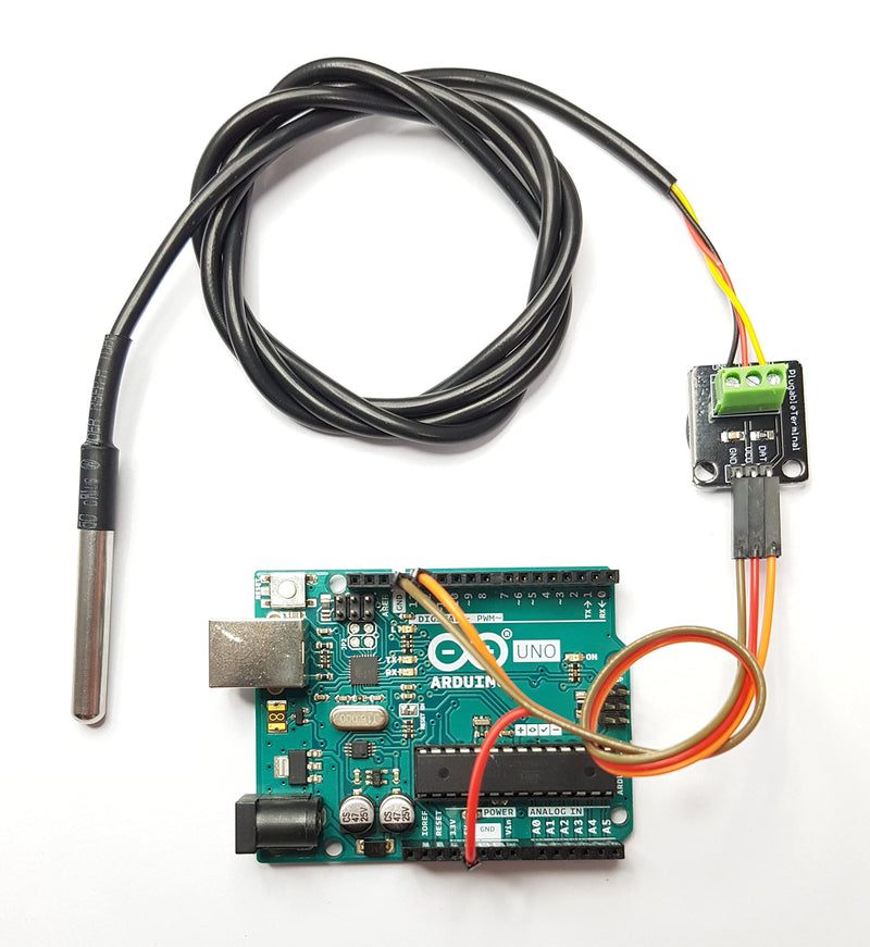 DS18B20 Temperature Sensor for Arduino, ESP32, ESP8266, Raspberry Pi, Waterproof Stainless Steel Probe, 2 Pieces With Adapter