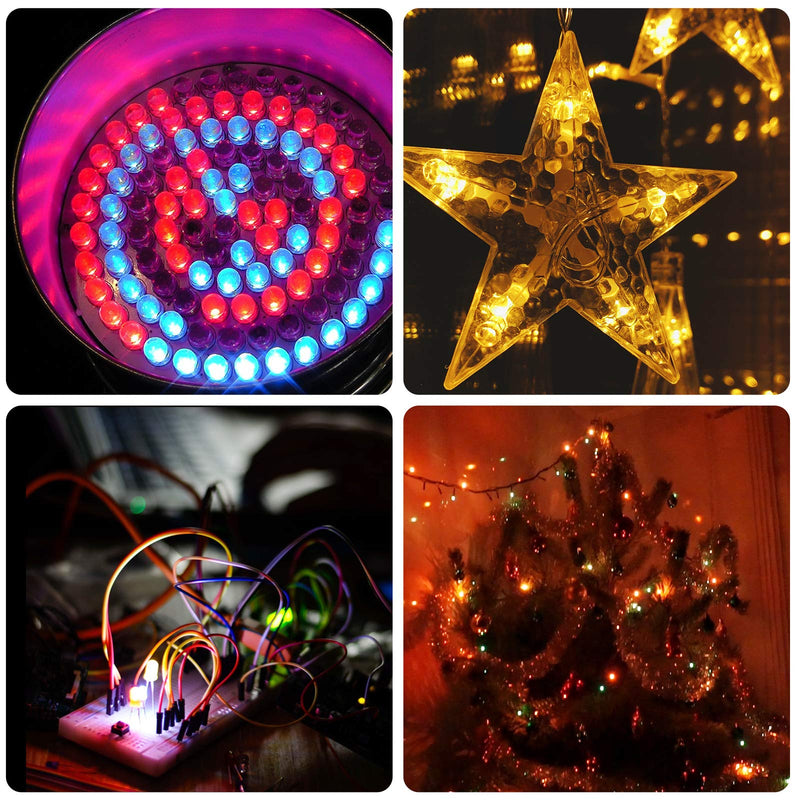 DiCUNO 100pcs 5mm RGB Multicolor Slow Flashing LED Diode, Multi-Color Blinking Changing Light Emitting Diodes, 2 Pins Clear Round Lens Diffused Flicker Electronic Components Circuit Lights Kit Slow Flash