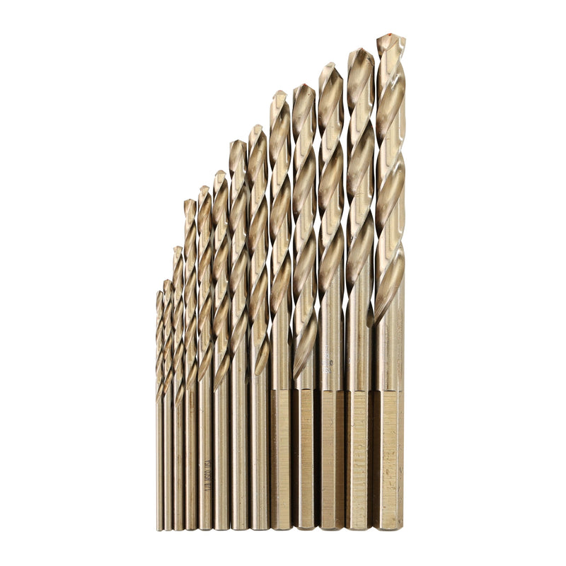 KnKut 13 Piece HD Hex Shank M35 Cobalt Jobber Length Drill Bit Set 1/16"-1/4" by 64ths