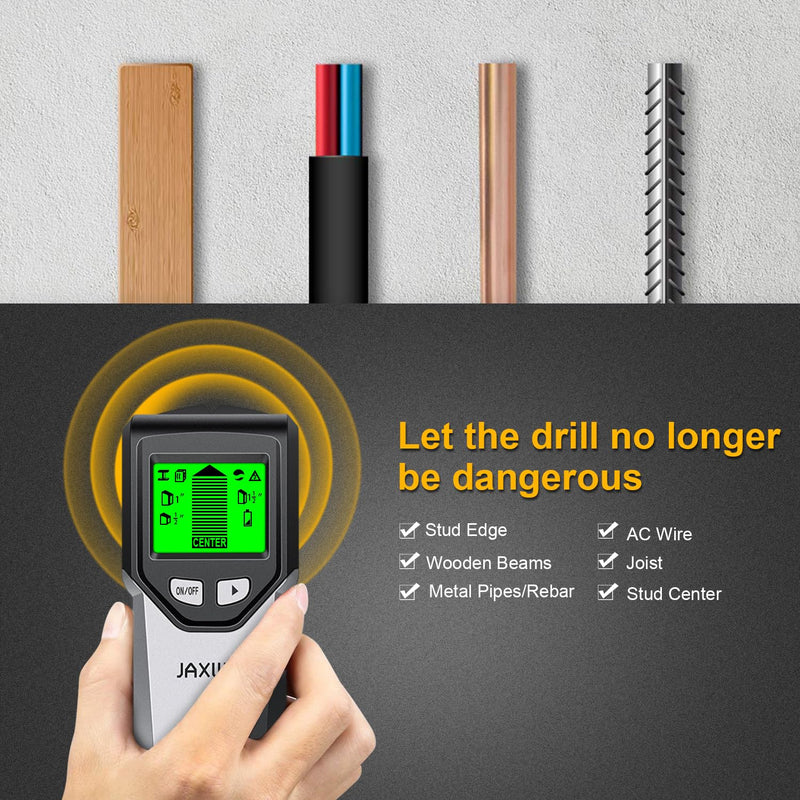 Stud Finder Wall Scanner - 5 in 1 Stud Finder Tool w/Microprocessor Chip and HD LCD Display, Stud Detector Beam Finders for the Center and Edge of Wood AC Wire Metal Studs Joist Pipe (misty Gray)