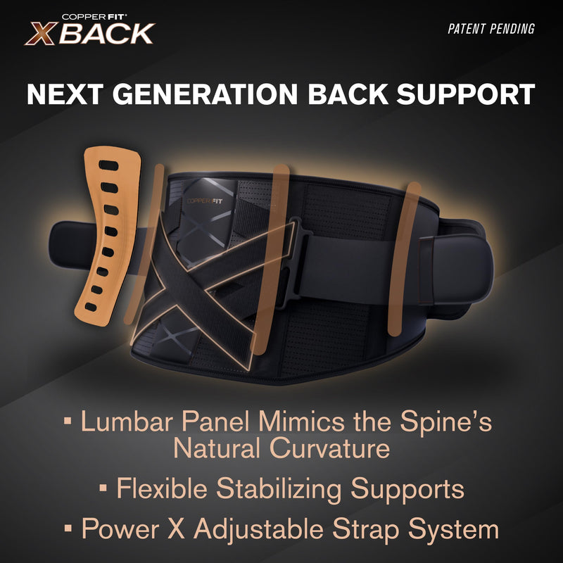 Copper Fit X-Back Brace for Lower Back Pain, Lumbar Support, Herniated Disc, Sciatica, Arthritis – Adjustable, Breathable Design - for Men and Women (Large/XLarge) Large/XLarge (36"-48")