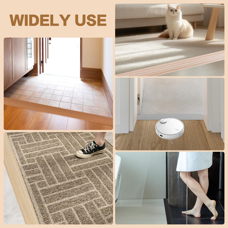 Floor Transition Strip Vinyl Door Threshold Ramp Self Adhesive Carpet Edging Strip Doorway Edge Trim, Overlap Edge Reducer for Laminate Carpet, Floor, Tile (Orange Oak, 1/5" to 2/5", 3.3Ft) Orange Oak