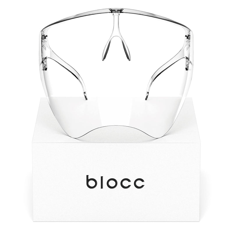 Blocc Face Shield – Clear Plastic Safety Face Shield Protection Full Visor for Glasses Wearers, Anti-Fog & Scratch, Reusable, Comfortable, Durable, Goggles for Adult (Medium) 1 Count (Pack of 1)