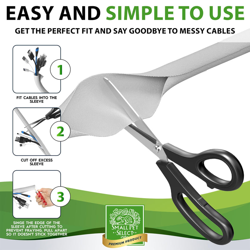 Small Pet Select Heavy Duty Cord Cover - White, 10ft - Ultra Durable Electrical Cable and Wire Protector for Rabbits, Dogs, Cats and Other Pets - Cord Management and Animal Protection