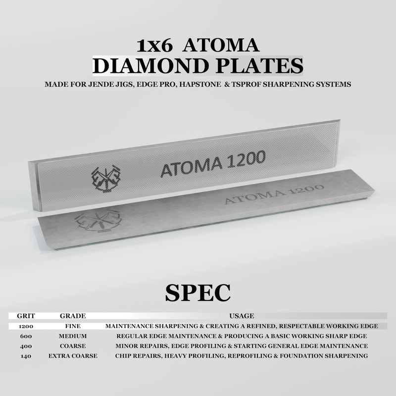 1x6 Atoma Diamond Plate 1200 Grit-Advanced diamond technology-for Edge Pro, Hapstone, and TSProf sharpeners
