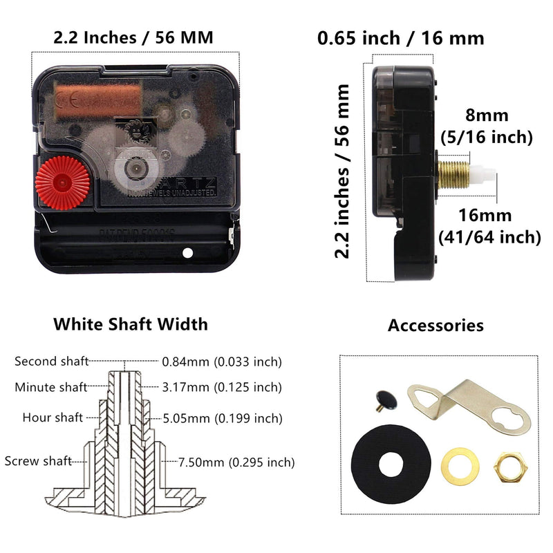 Youngtown 12888 Quartz DIY Wall Clock Movement Mechanism DIY Repair Parts Replacement Fit Dials up to 40 cm（15.7 Inches ） in Diameter. 41/64 inch total shaft length