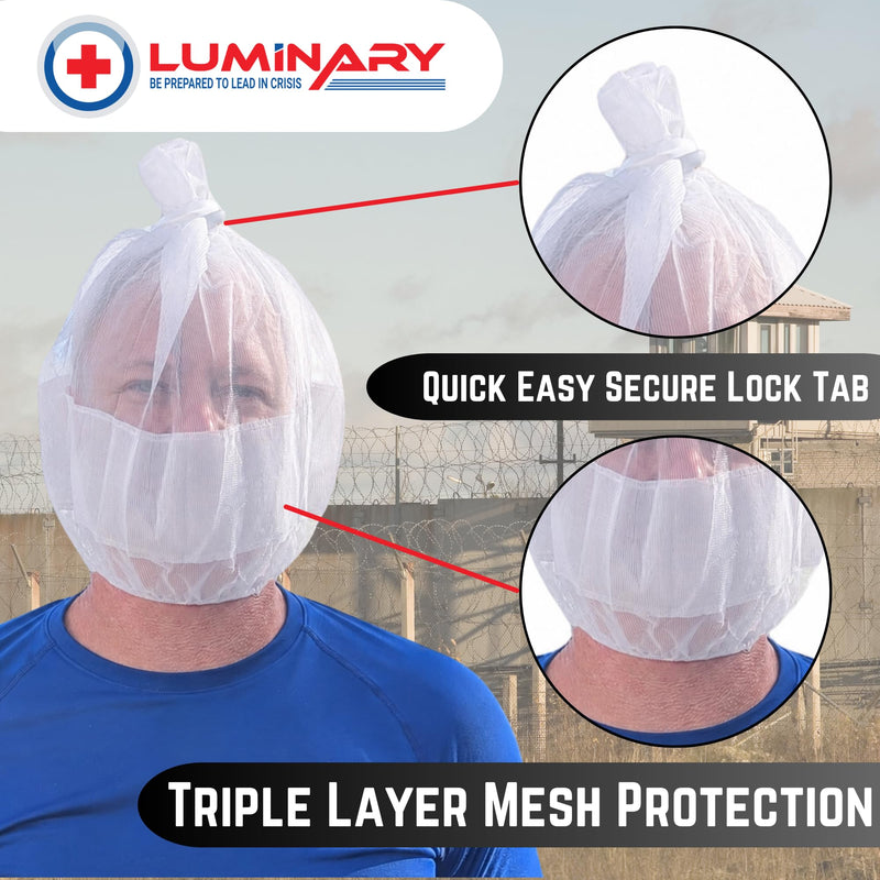 Luminary Transport Spit Hood, 5 Pack - Full Mesh Triple Layer Humane for Restraint for Police, Corrections, First Responders (White) White