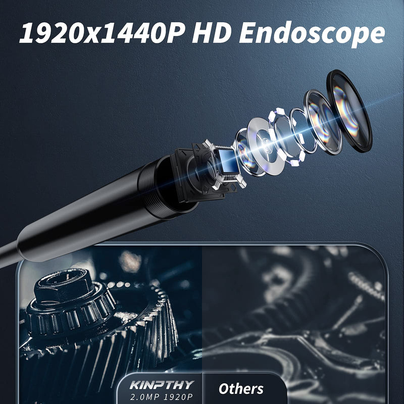 Endoscope Camera with Light, 1920P HD Borescope Tools with 8 Adjustable LED Lights, Endoscope with 16.4ft Semi-Rigid Snake Camera, 7.9mm IP67 Waterproof Inspection Borescope for iOS and Android-16.4ft 3 Interface 16.4ft