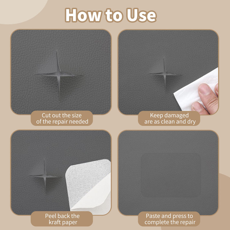 Leather Repair Patch,Self-Adhesive Leather,17X79inch,Self-Adhesive Waterproof,Scratch Resistant,DIY Large Patch for Sofas,Furniture,cabinets,Walls,Motorcycle Seats,car Seats (Dark Grey) Dark Grey