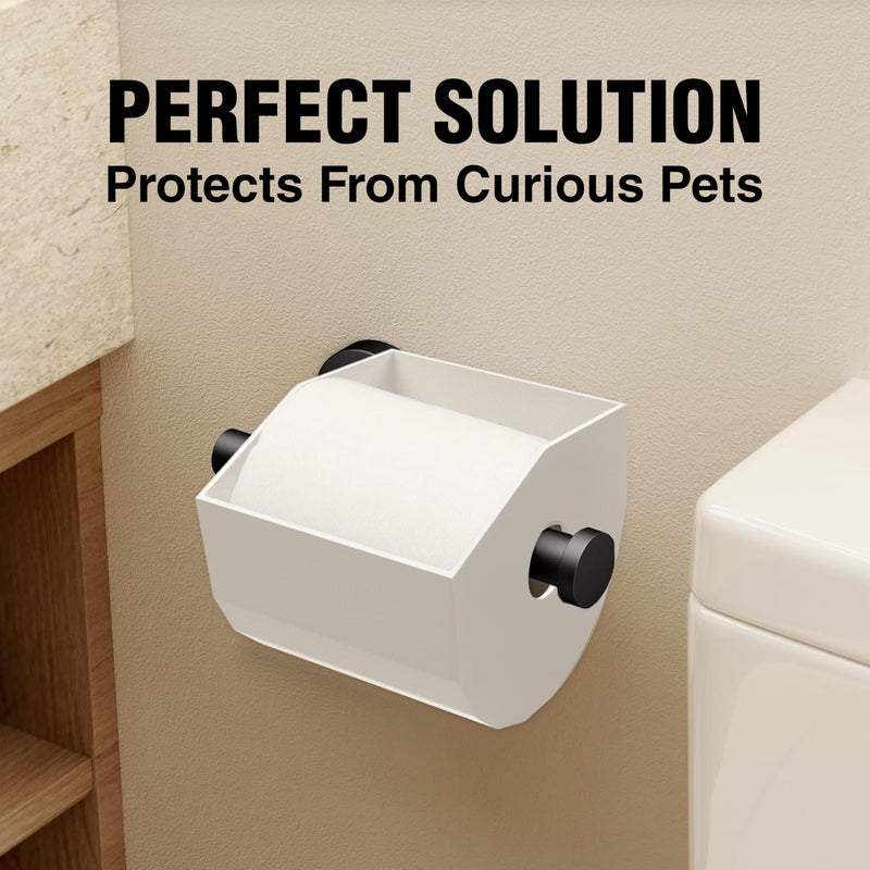 Pet-Proof Toilet Paper Holder Cover, Anti-Dog & Cat Protective Guard & TP Shield (Standard & Slim) (Slim (White)) Slim (White)