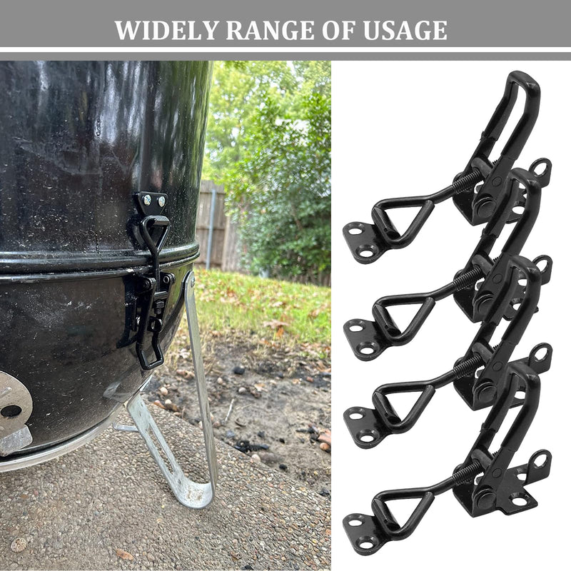 4Pack Toggle Latch Clamp 4003 Style, Heavy Duty Adjustable Toggle Clamp Latch 1320 Lbs Holding Capacity, Quick Release Hasp Clamps, Black Pull Tight Metal Latches for Smoker Door Tool Box Trunk Clamps Black-4pcs