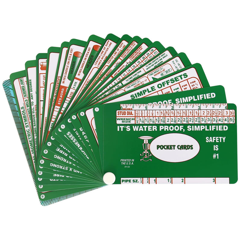 Waterproof Pocket Cards for Pipefitter,Reference Charts and Formulas for Plumbing | Compact and Portable Pipe Fitting Tools for Pipeline Installation Professionals