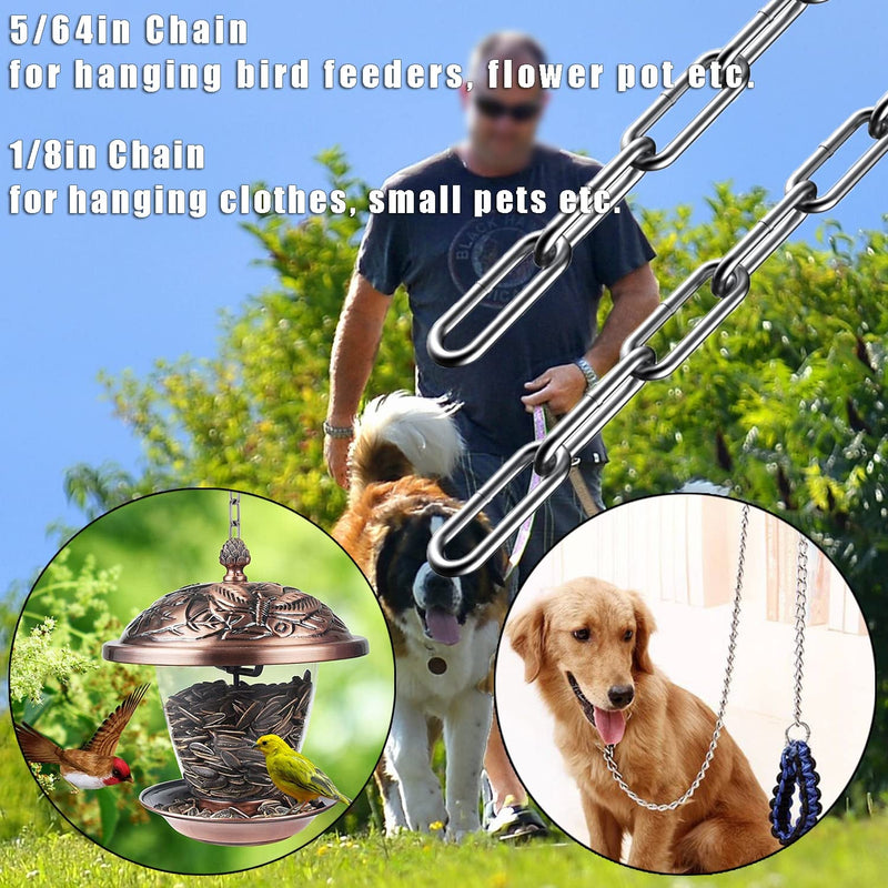 Stainless Steel Chain, Lsqurel 6.5ft 13ft Metal Chain Link Chain Small 1/8in Light Duty Chain Utility Chain Jack Chain for Home Outdoor Camping Hanging etc (1/8in-6.5ft) 1/8in-6.5ft