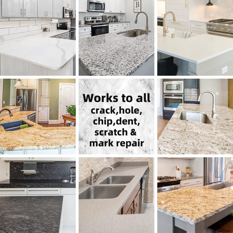 Marble and Granite Repair kit Porcelain Marble Stone and Quartz Countertops Repair kit for Chips Dents Cracks Holes Scratchs, Fix Chipped Edges Corners, Reattaches or rebuilds Missing Pieces - NewNest Australia