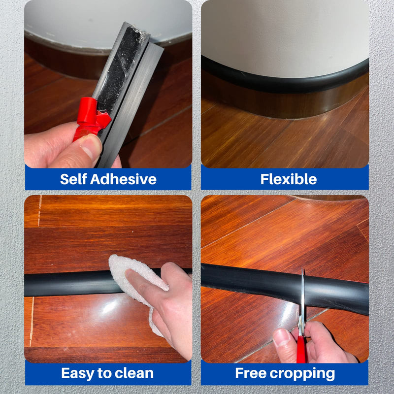 COUKIU 3.28FT PVC Floor Transition Strip, Peel and Stick Molding Trim for Threshold Transitions with a Height Less Than 5 mm/0.2in, Carpet & Floor Edging Trim, Carpet to Tile Transition Strip(Black) 0.2in x 3.28FT Black 1