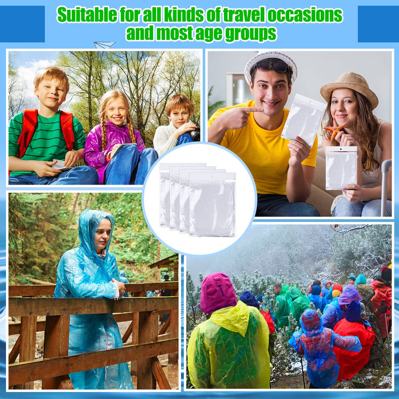 Handepo 100 Pack of Adult Rain Ponchos with Hood Disposable Rain Ponchos Plastic Emergency Raincoat Poncho for Men Women Kids White