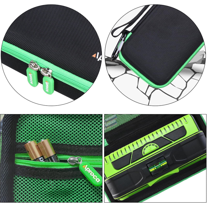 Aproca Case Compatible with Franklin Sensors ProSensor M210 710 710+ T13 Stud Finder, Storage Portable Bag for Accessories -Black+Green Zipper (Case Only) Green zipper