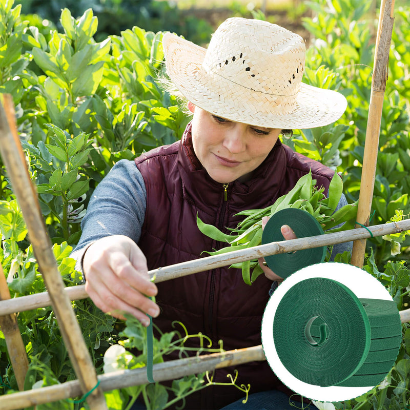 Plant Tape for Climbing Plants - 6 Rolls, 196 Feet x 1/2 Inch, Reusable Adjustable Green Garden Tape for Plants, Soft Plant Ties for Outdoor Indoor Plants