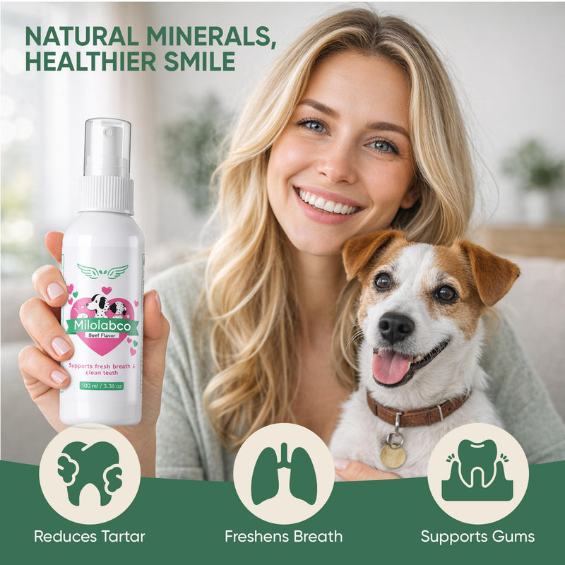 Milolabco Advanced Dental Spray, Natural Source of Minerals that Helps Minimize Tartar Buildup, Freshens Breath, for Healthy Balance of Oral, Milolabco Dog Dental Spray, Supports Oralhygiene, 100ml 1
