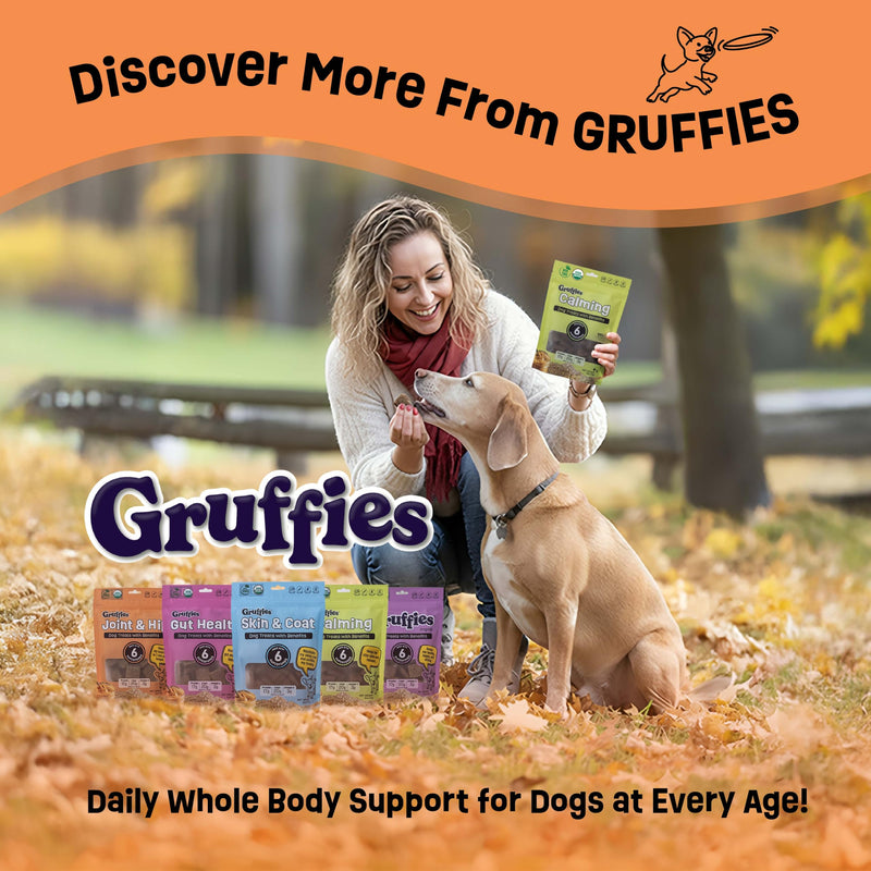 Gruffies Organic Hip & Joint Dog Treats – Natural Joint Supplement for Dogs with Turmeric & Ginger, Healthy Peanut Butter Treats for Mobility, Vet Approved, Non-GMO, Made in Canada, 6 oz (Pack of 1) 6 Ounce (Pack of 1)