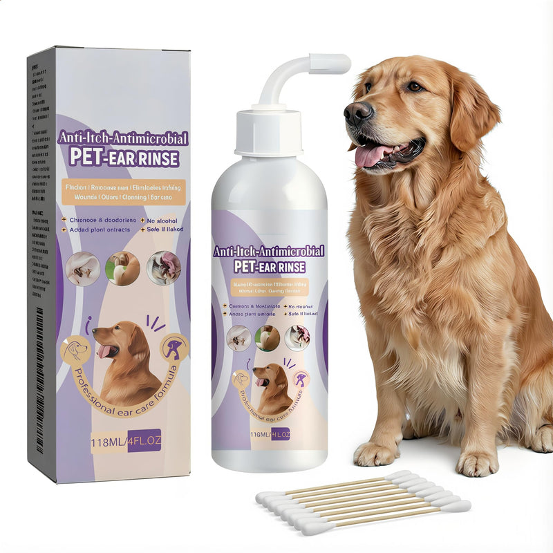 Dog Ear Cleaner Solution Vet-Recommended Dog Ear Infection Treatment to Soothe Itchy & Inflamed Ear Drops for Dogs & Cats to Gently Removes Debris, Wax Buildup, Odor - 4 fl oz