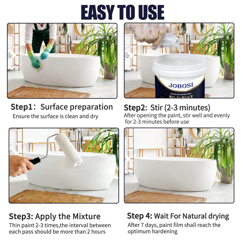 Waterbased Tile Paint and Tile Refinishing Kit 16.0 Fl Oz (white)，Bathtub Bathroom wall, Easy of Usecountertop sink Paint Resurfacing Sink Tub waterproof Kitchen Countertop, Low Odor No Toxic 16 Ounce (Pack of 1) White