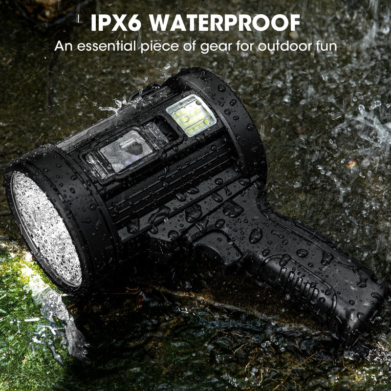 Rechargeable Spotlight, 99,000 Lumens Super Bright Handheld Led Flashlight, Outdoor Spot Light with Cob Light and Solar Panelsfor Boating Camping
