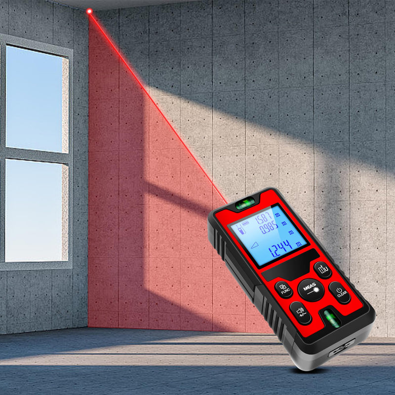 394ft/120m/4724 inches Digital Infrared Laser Distance Meter Distance/Area/Volume/Pythagorean/Double Pythagorean Measurement with 4-Digits&4 Readings Displaying Rechargeable
