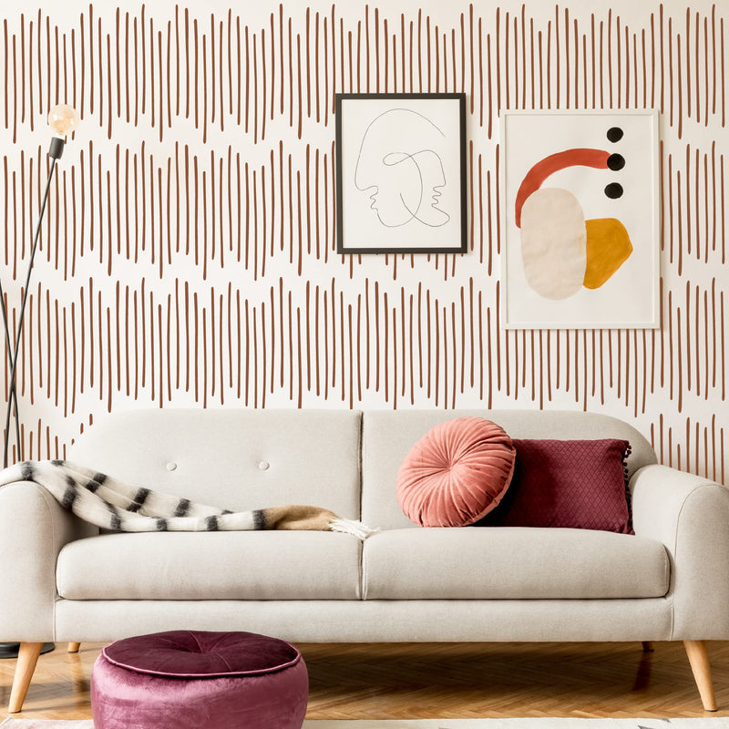 6 PACK 14'' Modern Geometric Minimalist Boho Lines Herringbone Arrows Brick Wall Stencils for Painting Large Pattern on Wall, Reusable Decorative Template for Scandinavian Painting Wall Décor
