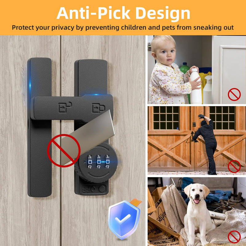 Barn Door Lock,180 Degree Flip Barn Door Locks and Gate Latches, Sliding/Bifold French Door Lock Latch for Gate Barn Garage Shed Window Cabinet Liquor 3-Digit Password Keyless,Black - NewNest Australia
