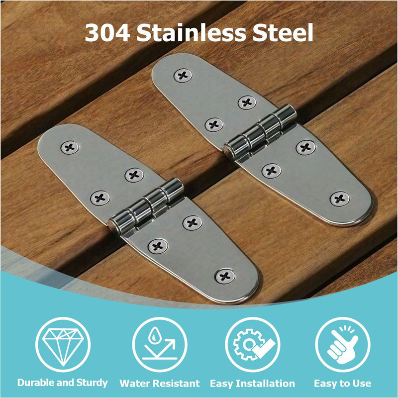 Boat Stainless Steel Strap Hinges for Marine RV Skylight Locker Hatch and Door, Heavy Duty, Round Side Top Mount 5-5/8" x 1-1/2" (6 PCS) 6