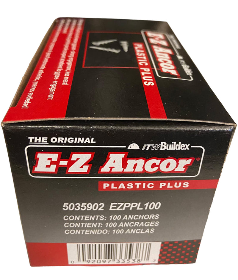 Qty 100 EZ Anchor Original Hollow wall Anchors - Nylon - Plastic - Buildex