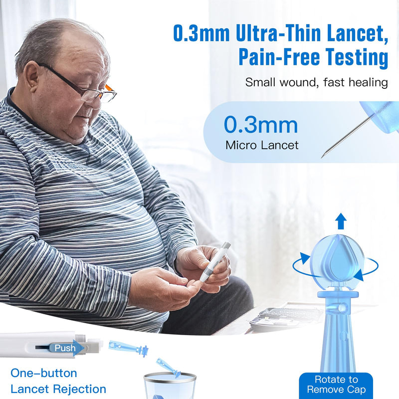 Glucoracy G-425-2/G-425 Blood Glucose Test Strips, 50 Counts Test Strips for Diabetes, 50 Counts Blood Lancets, Only for Glucoracy G-425-2/G-425 Meter Kit