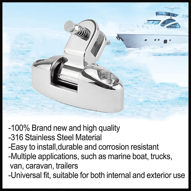 Pair of Marine Swivel Deck Hinges with Rubber Pad, 316 Stainless Steel Bimini Top Fitting for Fishing Boat Canoe Accessories W/Quick Release Pin Type: With Quick Release Pin