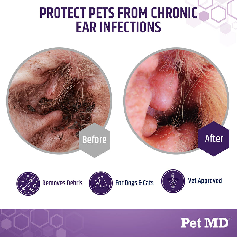 Pet MD Veterinary Tris Flush Cat & Dog Ear Cleaner - Dog Ear Flush and Infection Treatment with Ketoconazole - 12 oz - PawsPlanet Australia
