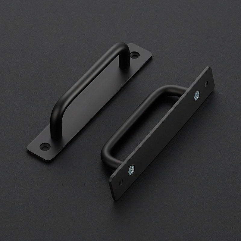 Ravinte Barn Door Handles 2 Pack Sliding Door Handle 5" Hole Center Barn Door Handles Black Cabinet Handles Door Pull Handle Zinc Alloy Door Pulls with Plate for Sliding Closet Door Handle 5 In Hole Centers