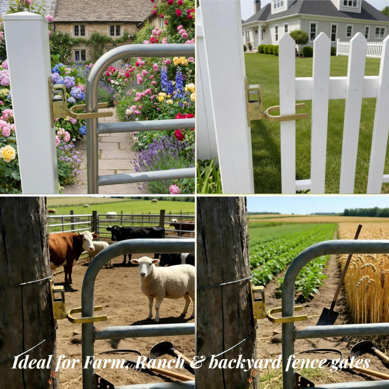 Heavy Duty Gate Latch for Farm & Ranch Gates, One Hand Automatic Spring Lock, Instant Self Locking Gate Latch for Metal Pipe, Wood & Backyard Fence Gates, Rust Resistant Easy Install 1