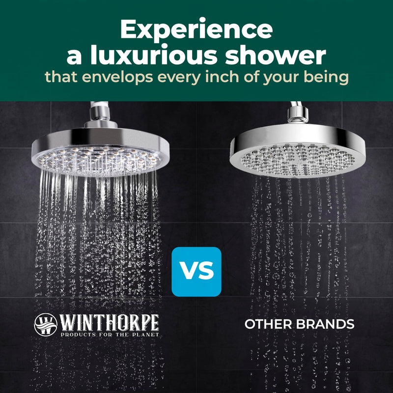 Winthorpe Conservation Rain Shower Head, Brushed Nickel, Round, Low Flow, High Pressure, 1.8 GPM Water Saving, 360 Degree, Eco and Energy Efficient Rainfall Showerhead