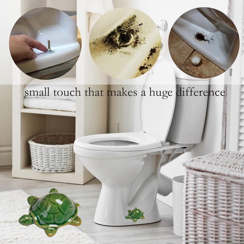 Toilet Bolt Caps, Decorative Toilet Bolt Covers, Ceramic Cute Frog Covers Toilet Bolts Bathroom Decor Easy installation Set of 2 (2pcs Green turtle) 2pcs Green turtle