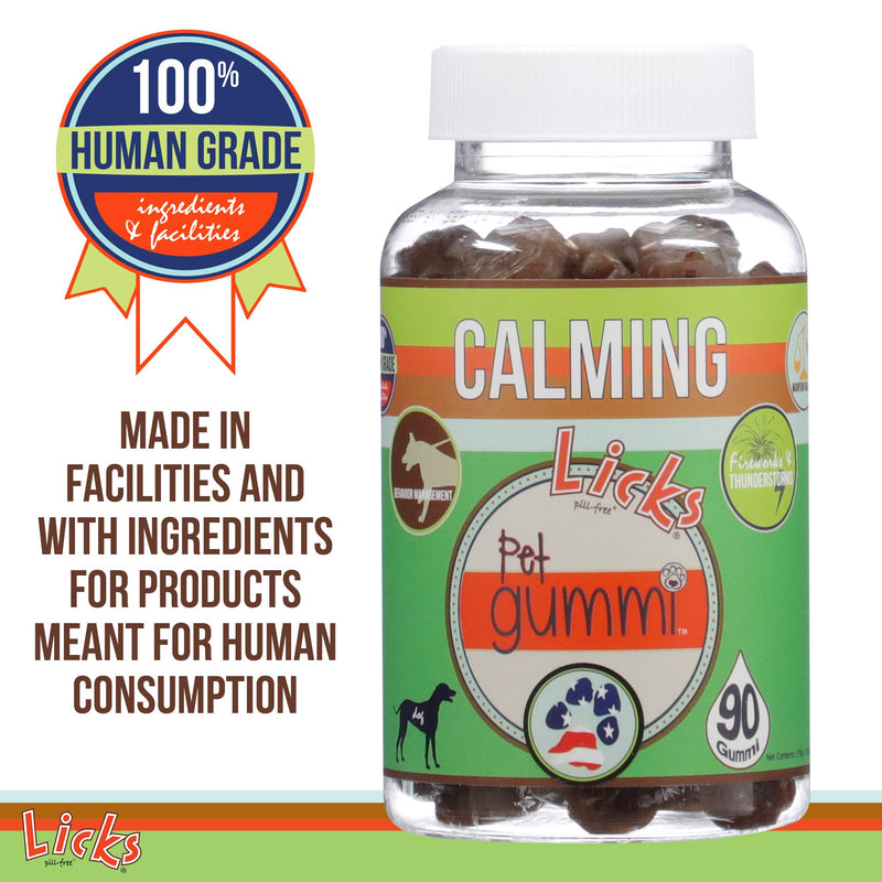 Licks Pill-Free Dog Calming Gummies - Zen Calming Aid Supplements for Aggressive Behavior & Nervousness - Calming Dog & Puppy Treats for Stress Relief & Dog Health - Dog Gummies - 90 Use - PawsPlanet Australia